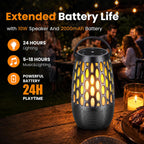 Altavoces para exteriores impermeables IPX6, Bluetooth 5.3 con luz de llama