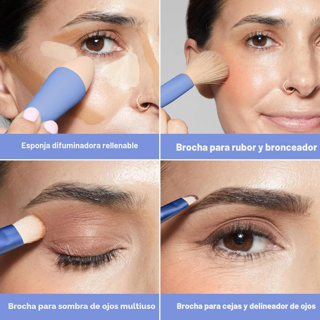 Alleyoop Multi-Tasker - Juego de brochas de maquillaje de viaje 4 e...