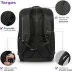 Targus Mochila Work+ EcoSmart de 15 a 16 pulgadas, organizador técnico desmontable, cremalleras con cerradura, materiales reciclados, capacidad de 23 litros, bolsillo para botella de agua, diseño
