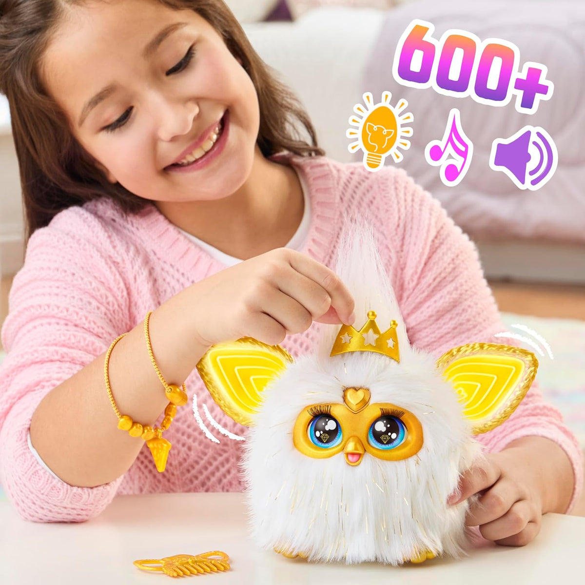 Furby Gold Glam - Juguetes interactivos de peluche para niñas y niñ...