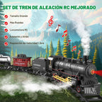 Hot Bee RC Train Set para Kids, Alloy Steam Locomotive con Cars y Tracks