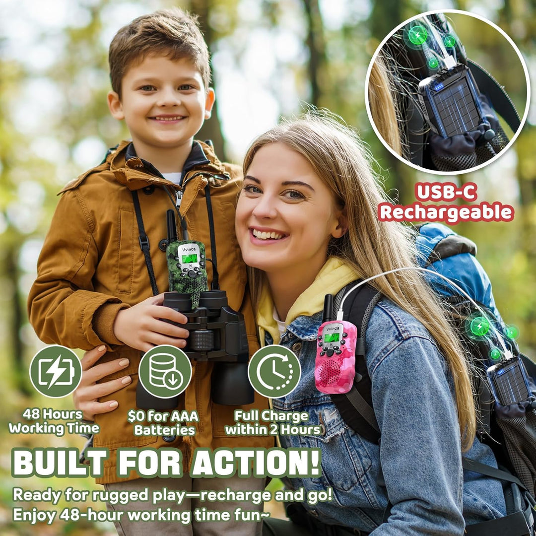 Vvinca Walkie Talkies para niños recargables paquete de 3, juguetes...