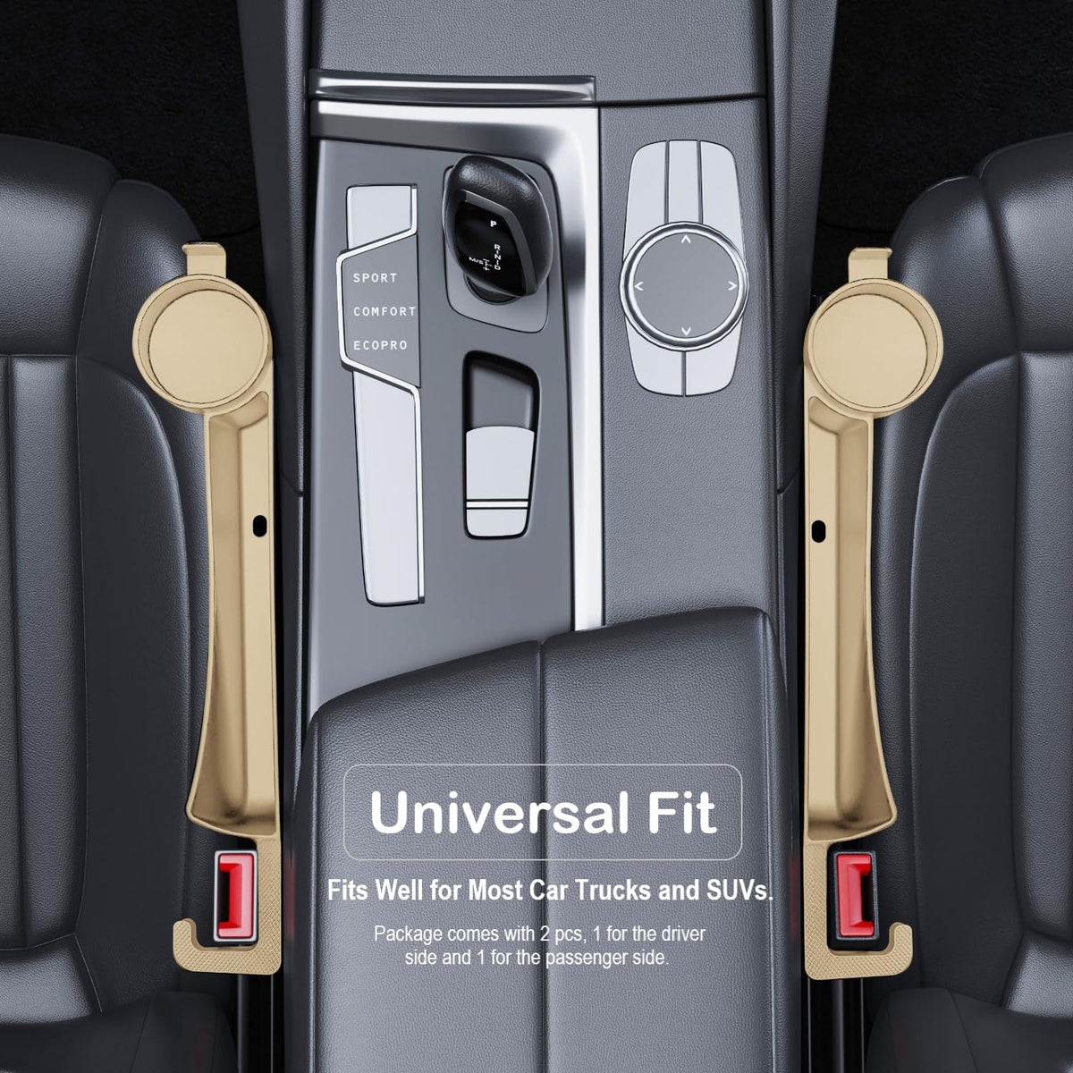 Tapón para hueco de asiento de coche con ranura de almacenamiento, organizador rellenador de huecos de auto con portavasos, tira universal rellenadora de hueco lateral de asiento de coche, paquete de