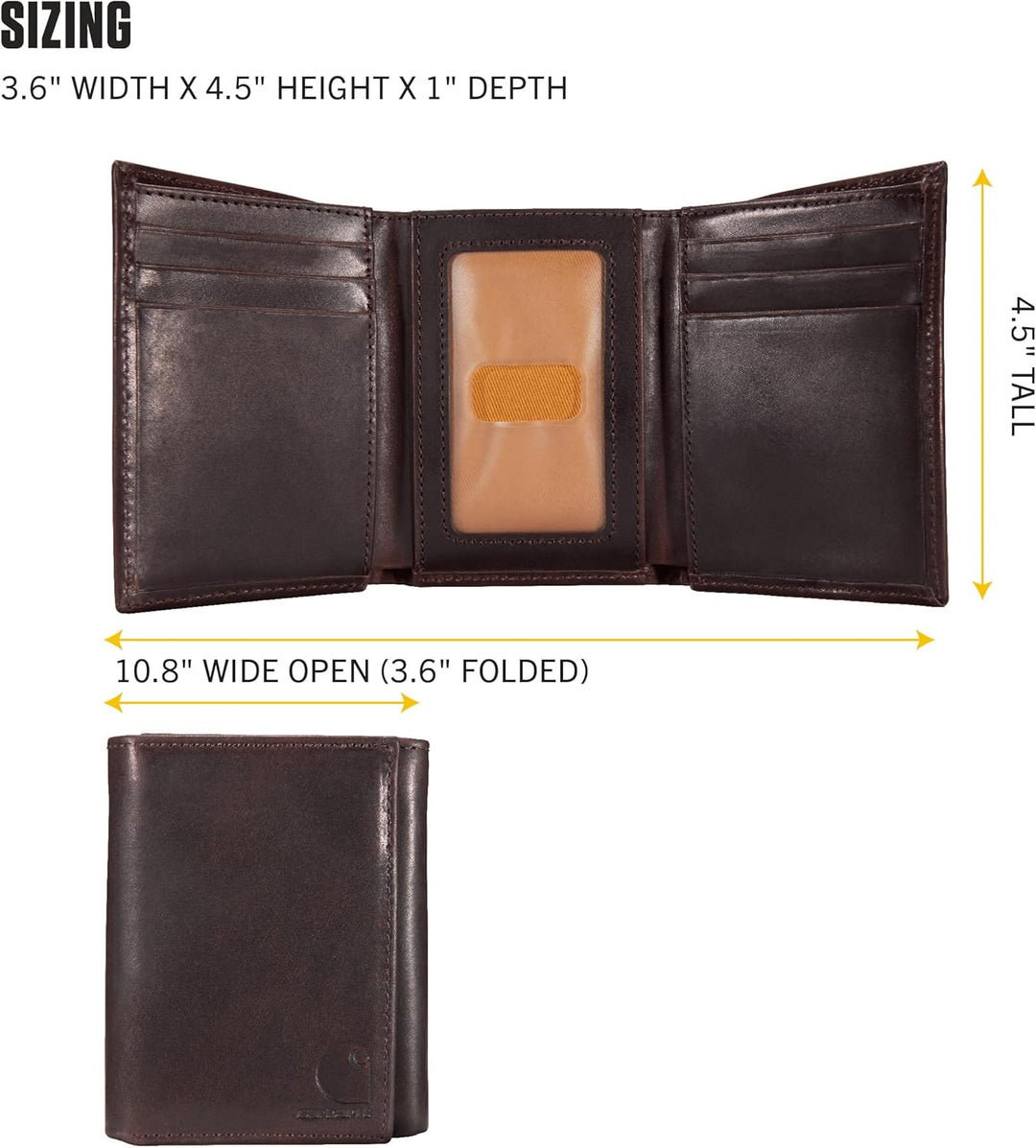 Carhartt Carteras duraderas de cuero marrón aceitado para hombre, d...