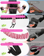 Banda de resistencia de pedal multifunción con mango, mangas protectoras de nailon y ajustable de 15/15/30 libras, equipo de entrenamiento para abdominales, cintura, brazos, piernas