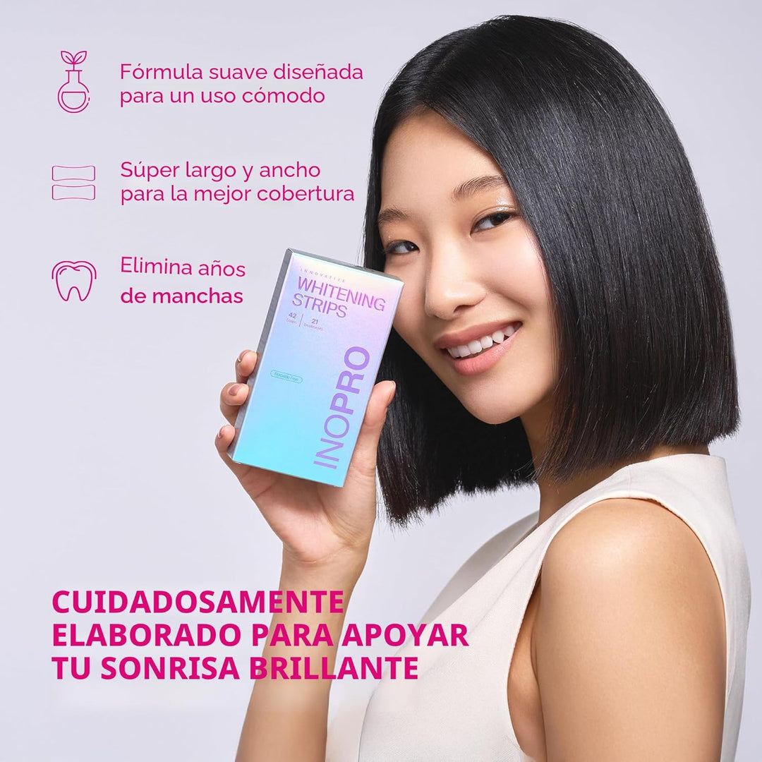 InoPro Kit de 21 tiras blanqueadoras dentales, blanqueador de dient...