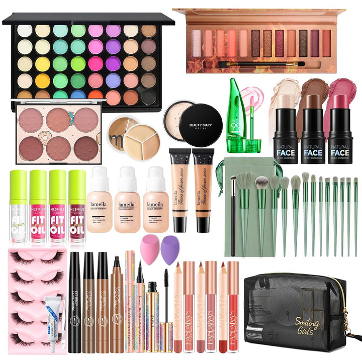 Kit de maquillaje para niñas: sombra de ojos de 40 colores, base, b...