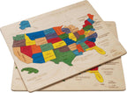 Mapa de Estados Unidos - Rompecabezas de madera de 14 pulgadas | 14.0 x 11.5 pulgadas | 44 piezas de rompecabezas – Small States are Clubbed | Juguete educativo y de aprendizaje regalo para niños y niñas a partir de