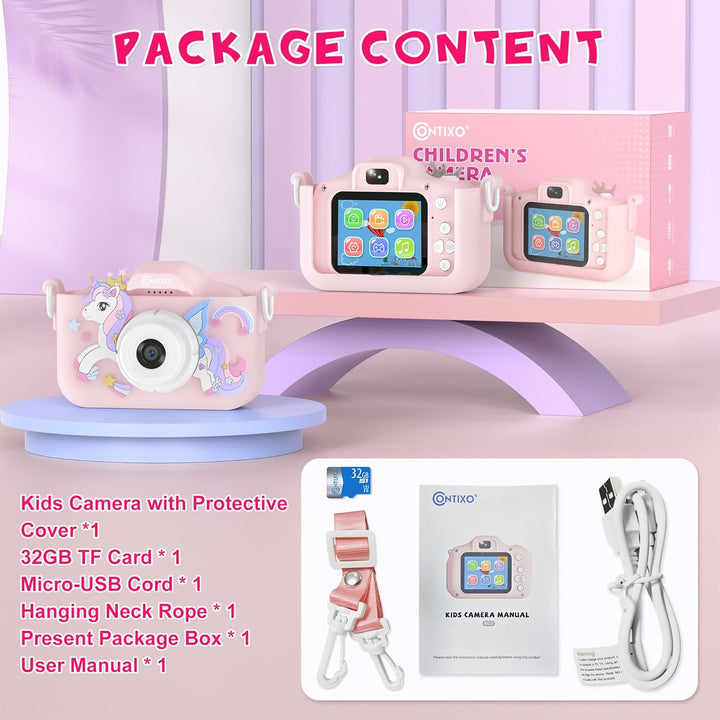 Contixo KC3A - Cámara digital para niños, cámara infantil de 1080P...