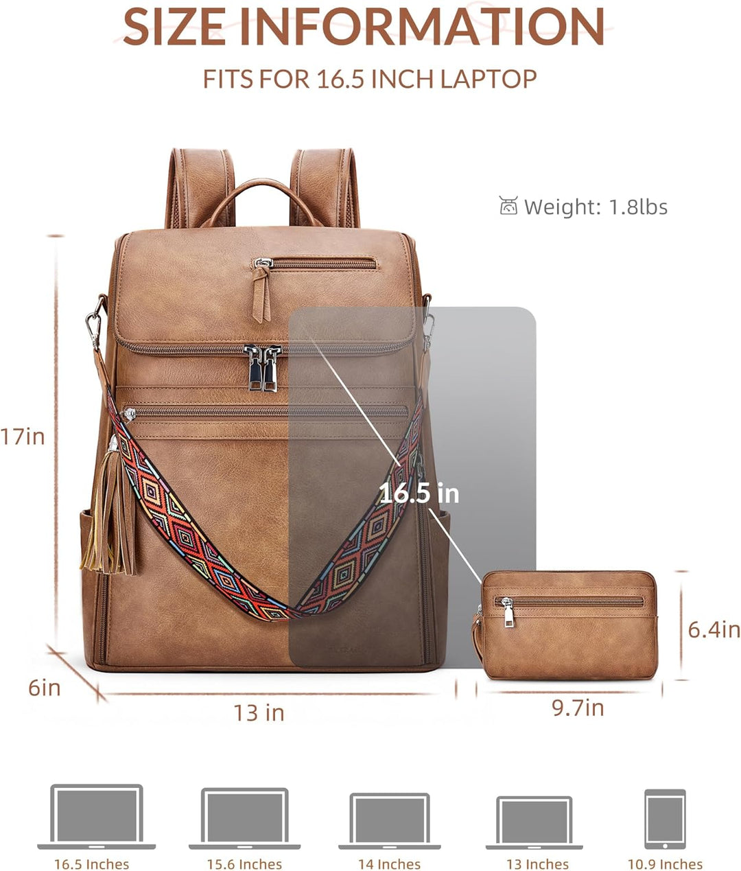 SYTRAH - Mochila de cuero para laptop para mujer, bolso de laptop d...