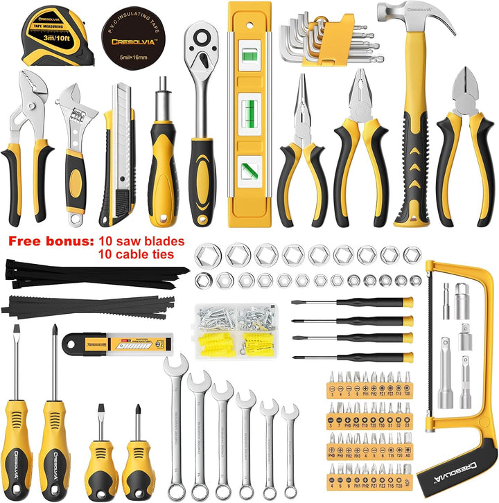 CRESOLVIA Kit de herramientas para el hogar, 199 piezas, juego de h...