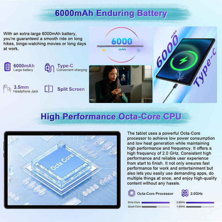 Tableta 2025 con Android 15 de 10 pulgadas con teclado de 30 GB de...