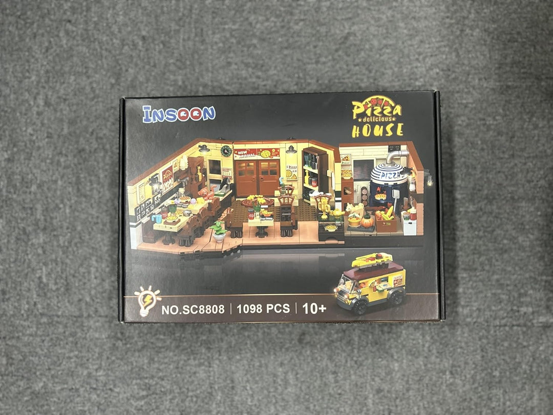City Street - Juego de construcción de pizzería con luz