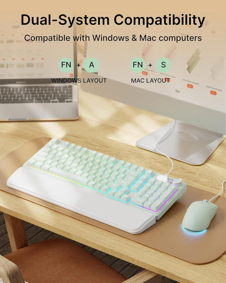EWEADN Combo de teclado y mouse con cable con reposamuñecas desmont...