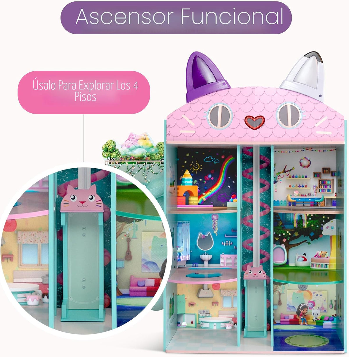 Gabby's Dollhouse Purrfect Playhouse de Delta Children - Cuenta con sonidos y orejas iluminadas - Incluye 20 accesorios - Se adapta a muñecas de 8 pulgadas - Regalo de ensueño para juegos de simulación para niños de 3 años