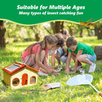 Kit explorador para niños y atrapa insectos para niños, juguetes al aire libre con gran hábitat de bichos de madera portátil, red de mariposa, lupa, taza de observación, 15 tarjetas de