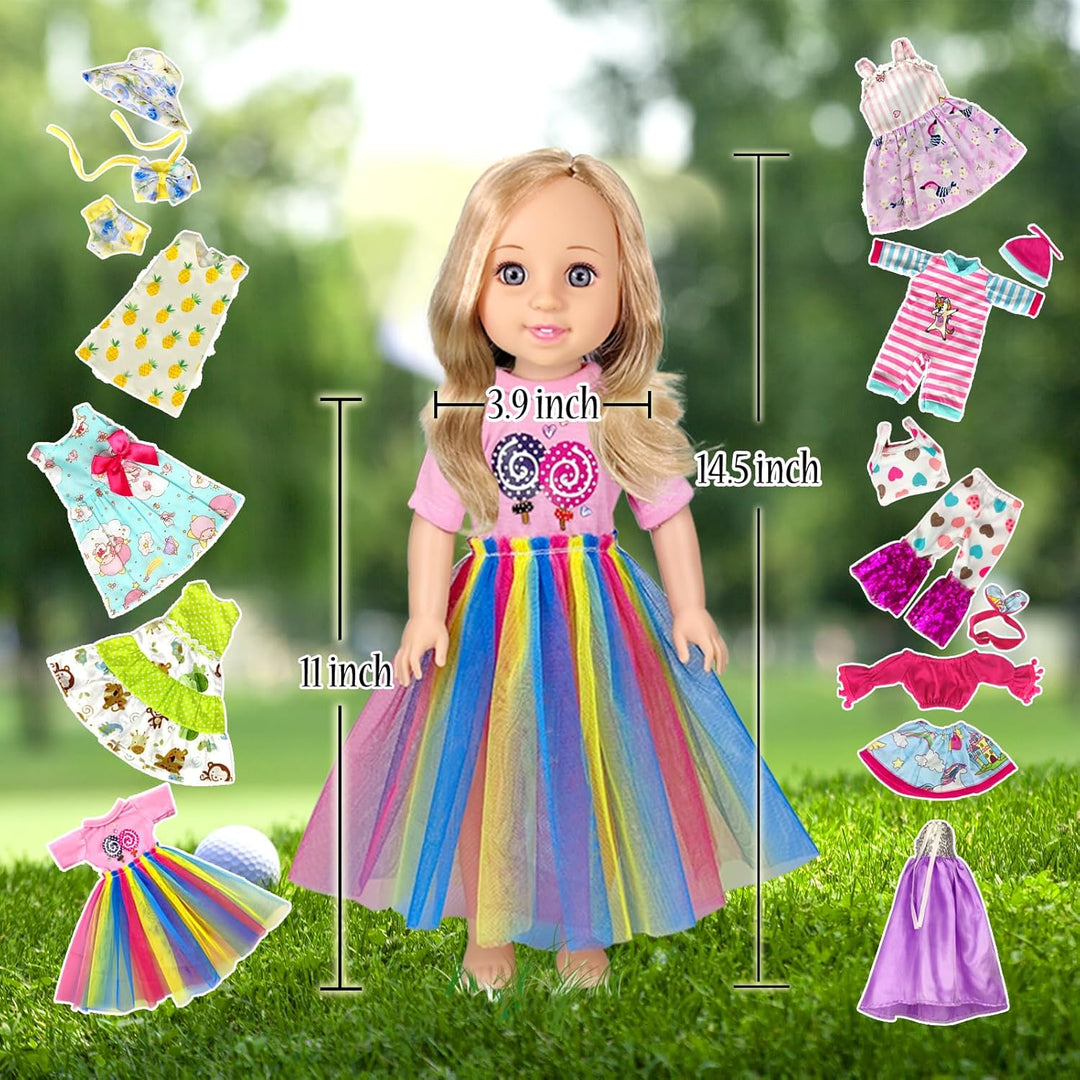 WONDOLL 10 juegos de ropa para muñecas americanas de 14 pulgadas, c...