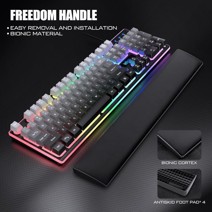 RedThunder Teclado para juegos con cable K10, combo de reposamuñeca...
