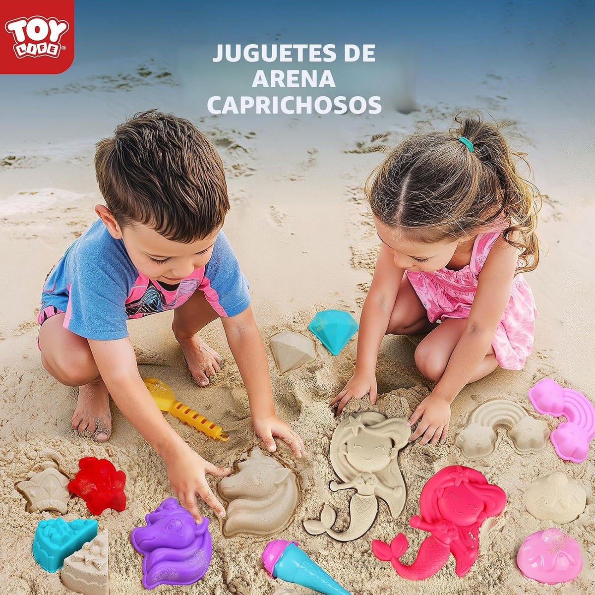 TOY Life 23 piezas de juguetes de playa de unicornio para niños de 4 a 8 años, juguetes de arena plegables con cubo de silicona, palas y kit de moldes para construir castillos de arena, juguete de