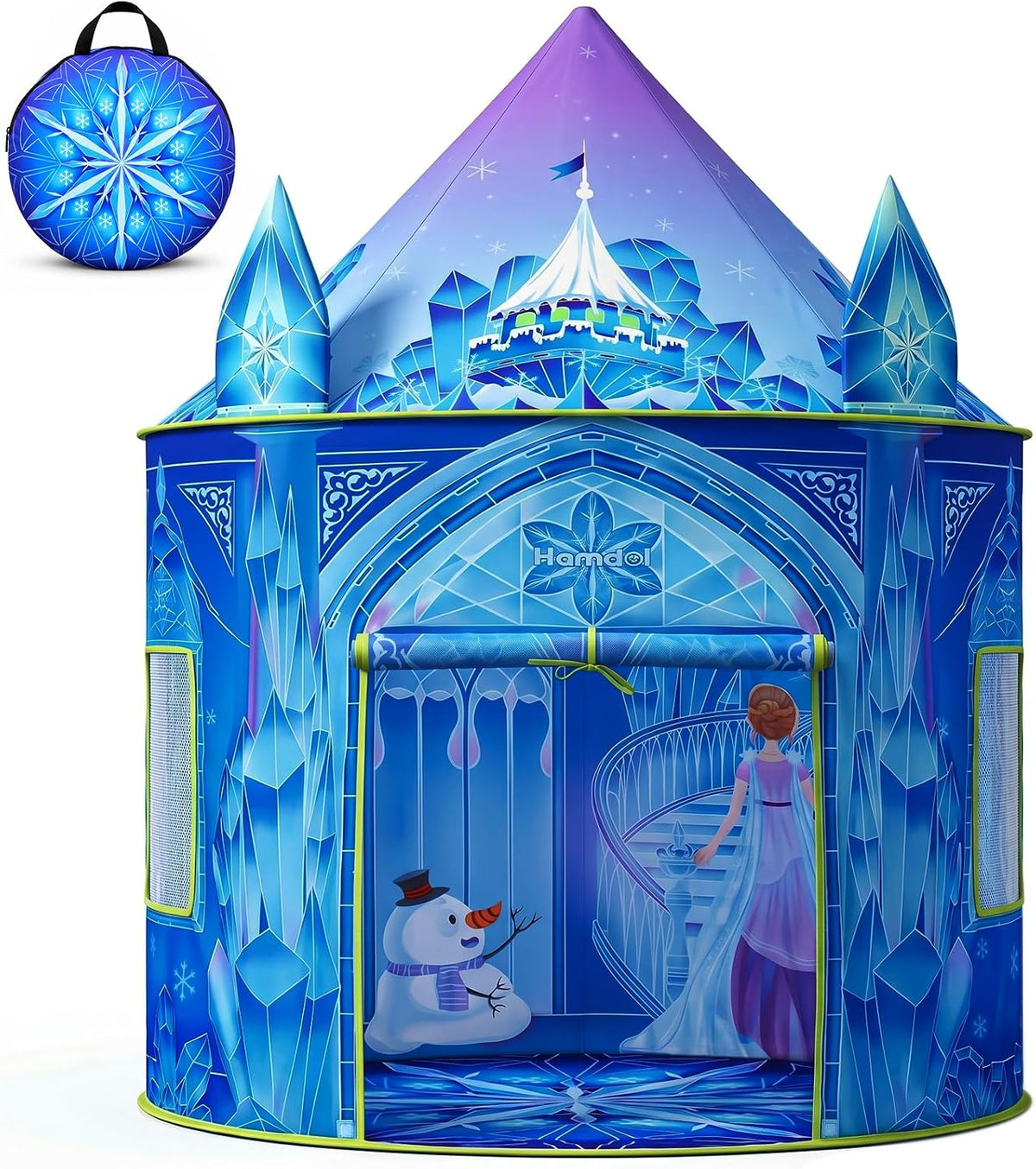 Tienda de campaña de princesa para niñas, juguete congelado, castillo de hielo, casa de juegos para interiores y exteriores, tienda de campaña imaginativa con bolsa de transporte, regalo perfecto de Pascua, cumpleaños y San Valentín para niñas de 2 a 8