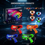 Juego de 4 pistolas láser recargables con sensores de 360° para niños y adolescentes, pistola de etiqueta Lazer con chaleco, regalo ideal para niños y niñas a partir de 6 años, juegos para