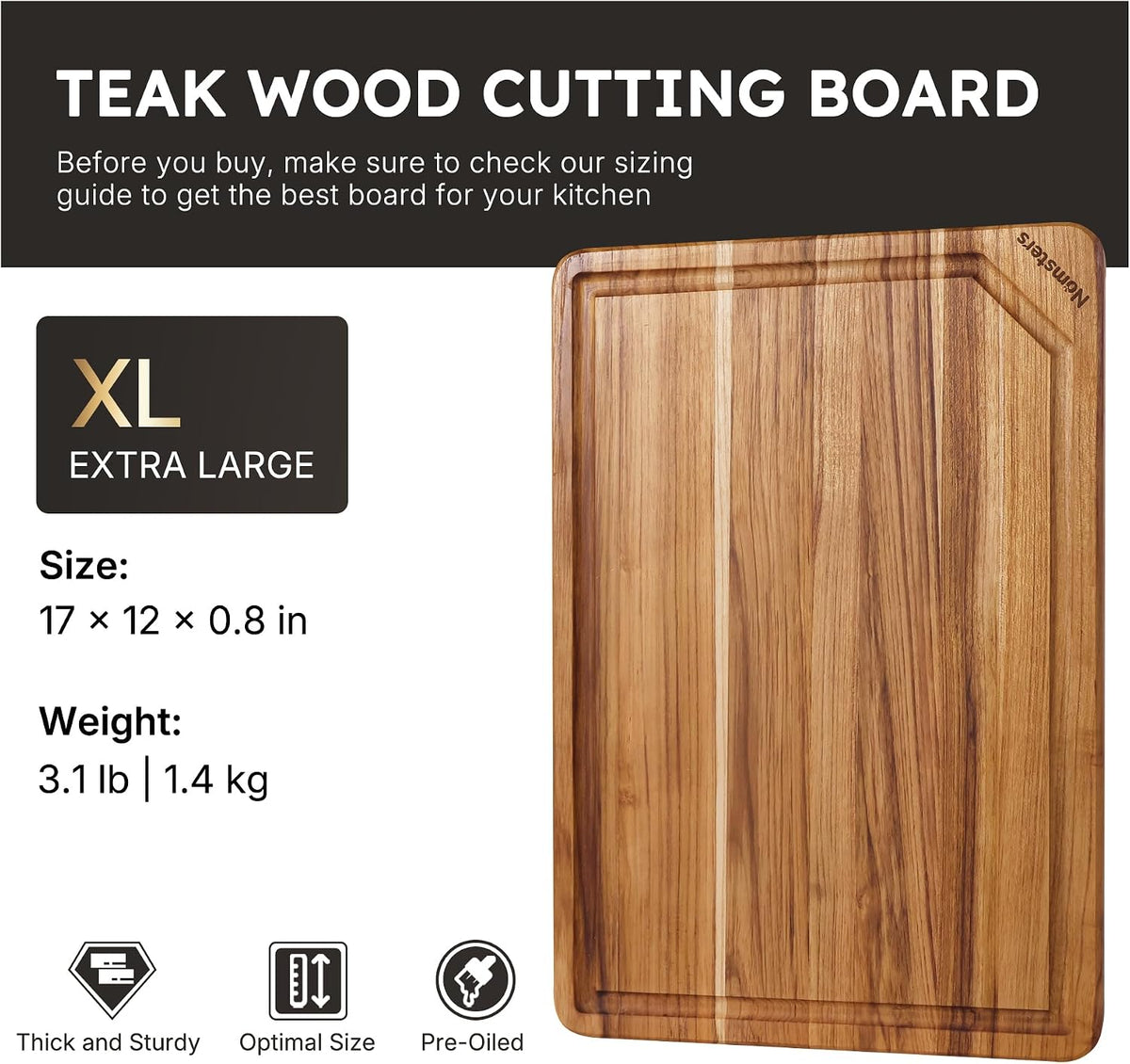 Tabla de cortar de madera de teca para cocina Tablero de charcutería