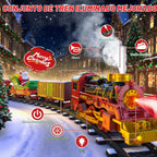 Juego de tren de Navidad colgante con luz/humo/sonido/música, juego de tren de juguete alrededor debajo del árbol de Navidad, regalo de juguetes de Navidad con Papá Noel, juego de tren de árbol de Navidad para niños de 3-5, 4-8