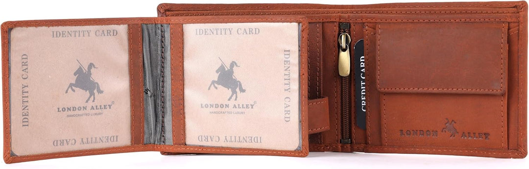 LONDON ALLEY Monedero de cuero vintage marrón estilo alce para homb...