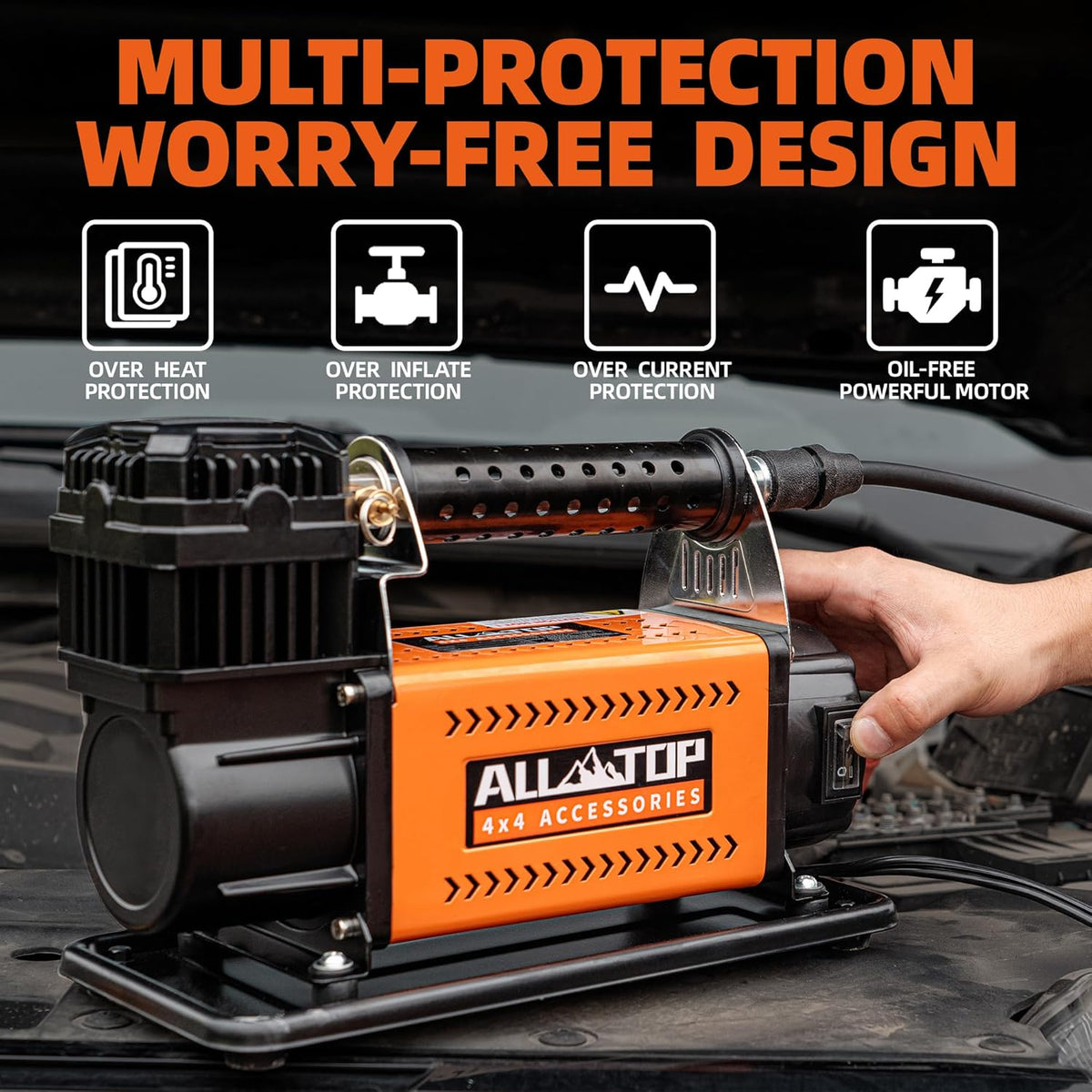 ALL-TOP kit con compresor de aire portátil de 12 V de alto rendimie...