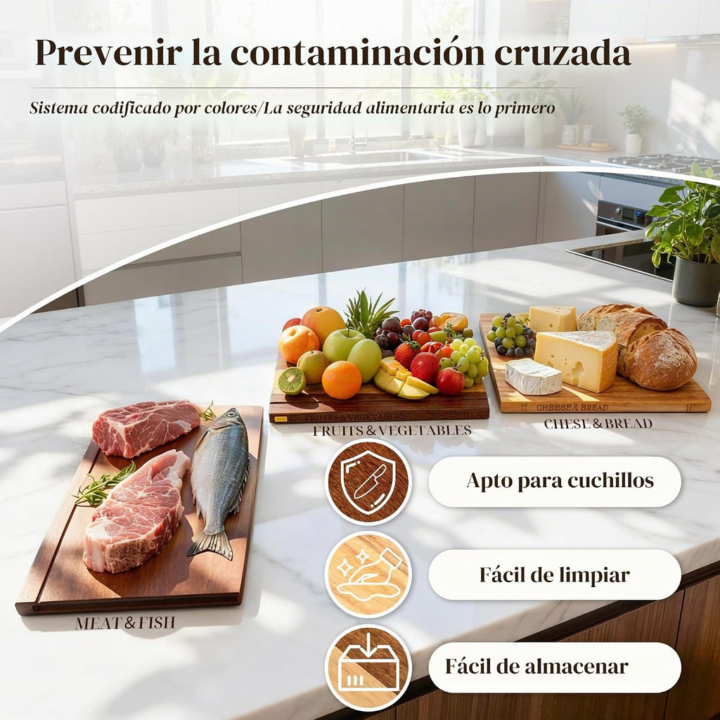 Juego de tablas de cortar libros con soporte de madera para cocineros