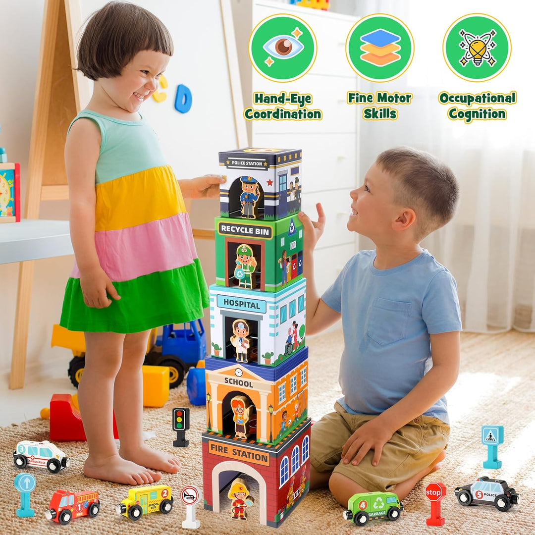 Juguetes apilables para bebés pequeños autos magnéticos de