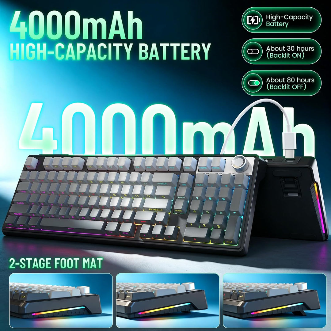 ROYALAXE Teclado mecánico inalámbrico, teclado cremoso con teclado...
