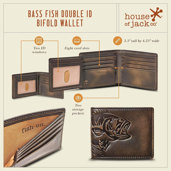 House of Jack Co. Bass Fish - Cartera plegable de doble identificac...