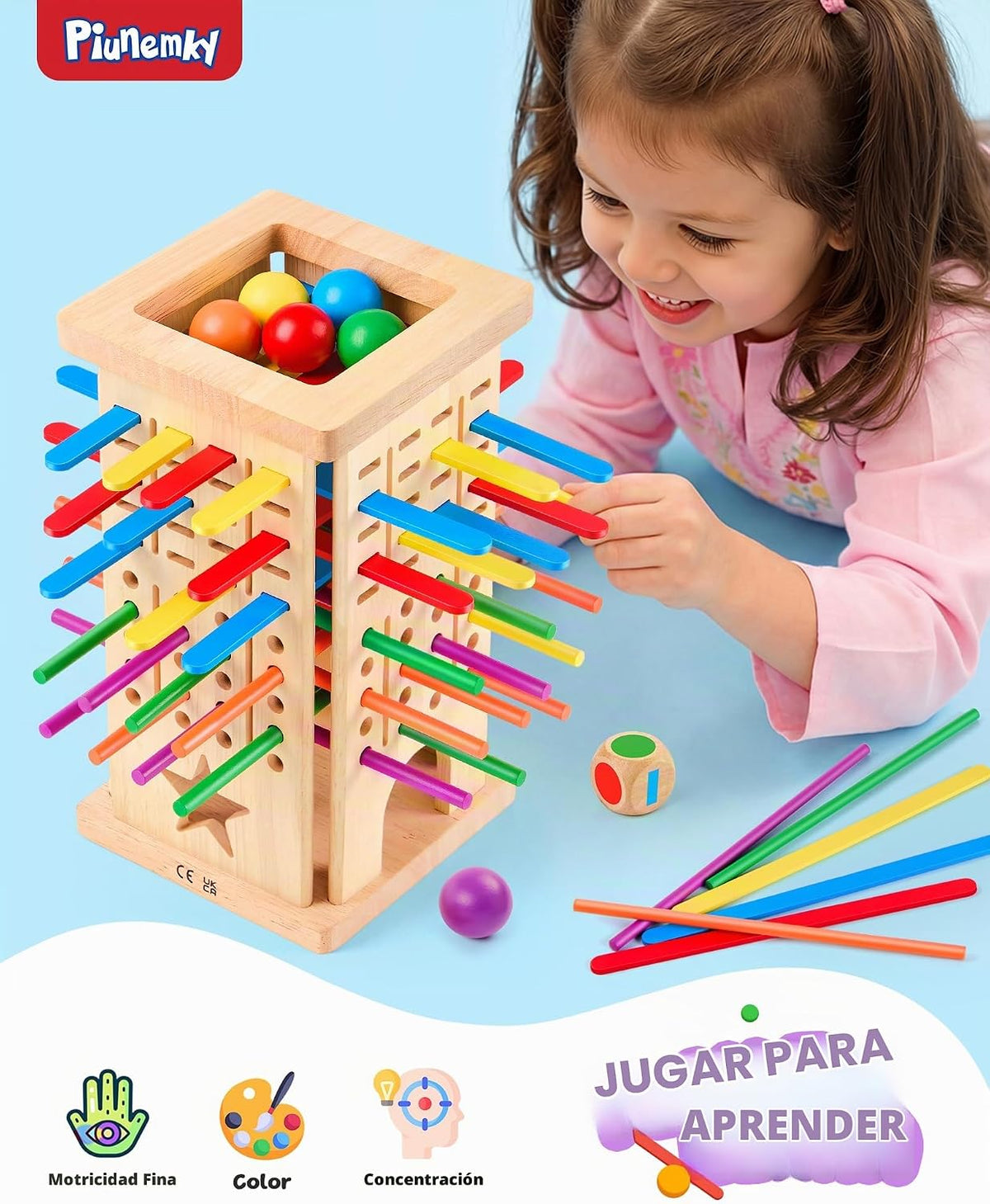 Montessori - Juego de mesa de madera para niños de 3 a 8 años, juguete