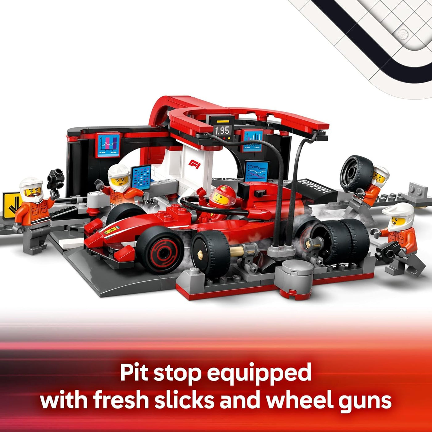 LEGO City F1 Pit Stop Pit Crew con coche Ferrari de