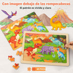 SYNARRY Paquete de 6 rompecabezas grandes de madera para niños de 4 a 6