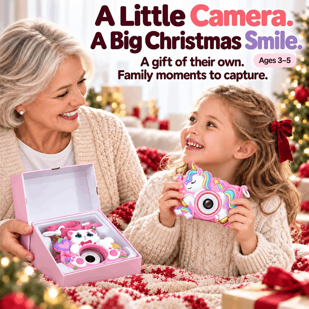 Cámara para niños para niñas Juguetes Regalo: Regalos para niñas de 3, 4 y 5 años, cámara digital rosa para selfies, regalo de cumpleaños de Navidad para niñas, cámaras de juguete para niños pequeños