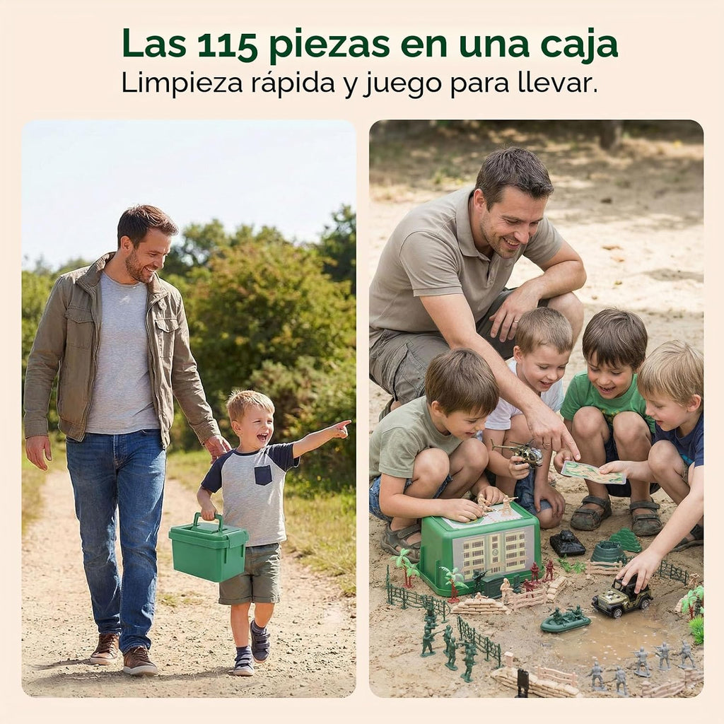 3 otters 115PCS Ejército de Juguete, Soldados en 4 Colores, en Caja de Almacenamiento