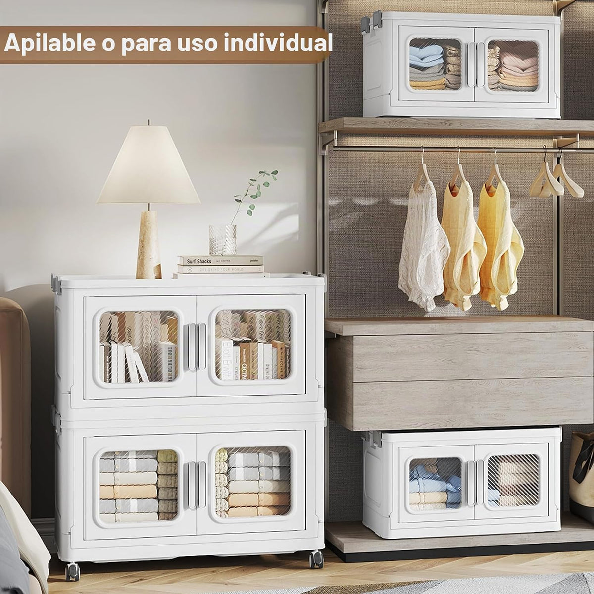 BROVIEW Contenedor de almacenamiento apilable extra grande de 300 cuartos