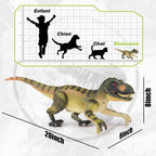 VERTOY Juguetes de dinosaurio a control remoto para niños de 3, 4, 7, 8 a 12 años, regalo realista de T-Rex para niños, dinosaurio a control remoto con luz, rugido, aerosol, detección táctil