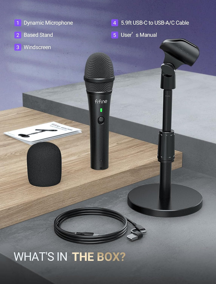 FIFINE - Micrófono dinámico USB\/XLR para grabación de podcast, jue...