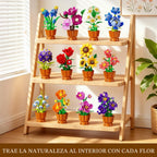Paquete de 12 flores botánicas colección de construcción para adultos, mini bloque de 0.142 in, kit de manualidades de flores artificiales, flores artificiales para decoración de escritorio de oficina
