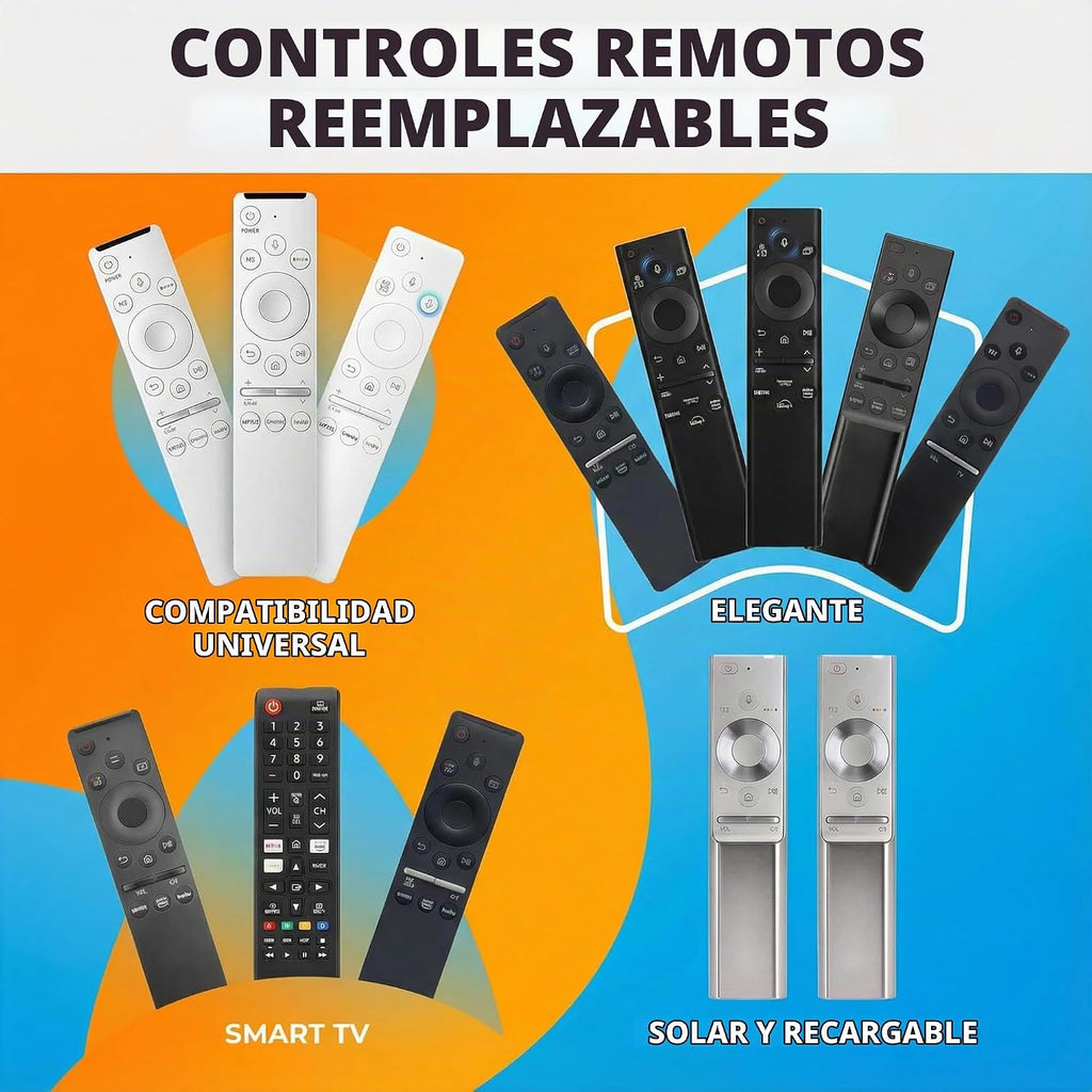 Control remoto de TV recargable para televisores inteligentes Samsung, compatible con Samsung Smart TV 2019-2026, carga solar, control de voz, carga rápida USB-C, garantía de 2 años