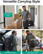 BAGSAMRT - Bolsa de lona plegable para viajes, bolsa de viaje para hombres, mochila de viaje 4 en 1, bolsa de transporte para fin de semana, Gris-oscuro, Casual
