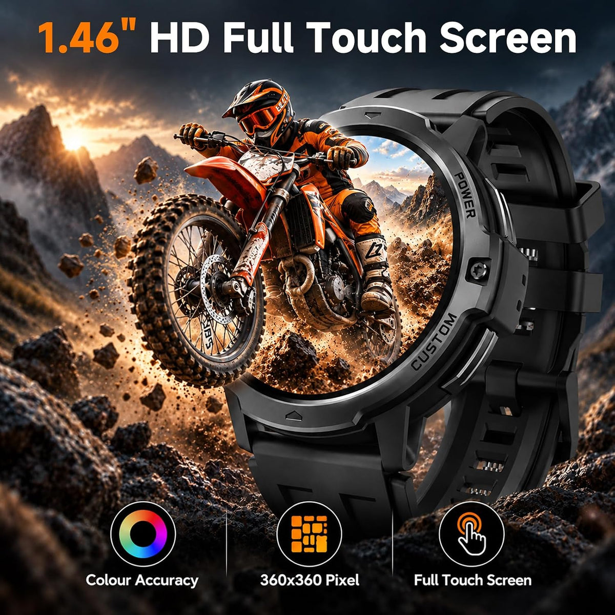 Reloj inteligente GPS para exteriores C31: diseño resistente al agua de 3 ATM, pantalla TFT de 1.46 ″, sensores de movimiento de 6 ejes, seguimiento GPS integrado, batería de larga duración de