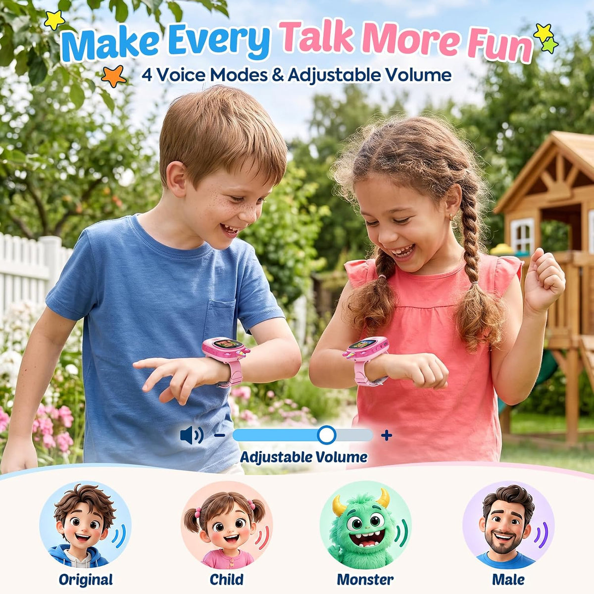 Walkie Talkies de video para niños, paquete de 2 con diseño desgastado en