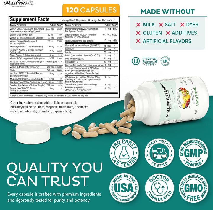 Maxi Health Multivitamínico - Cápsulas multivitamínicas fáciles de...
