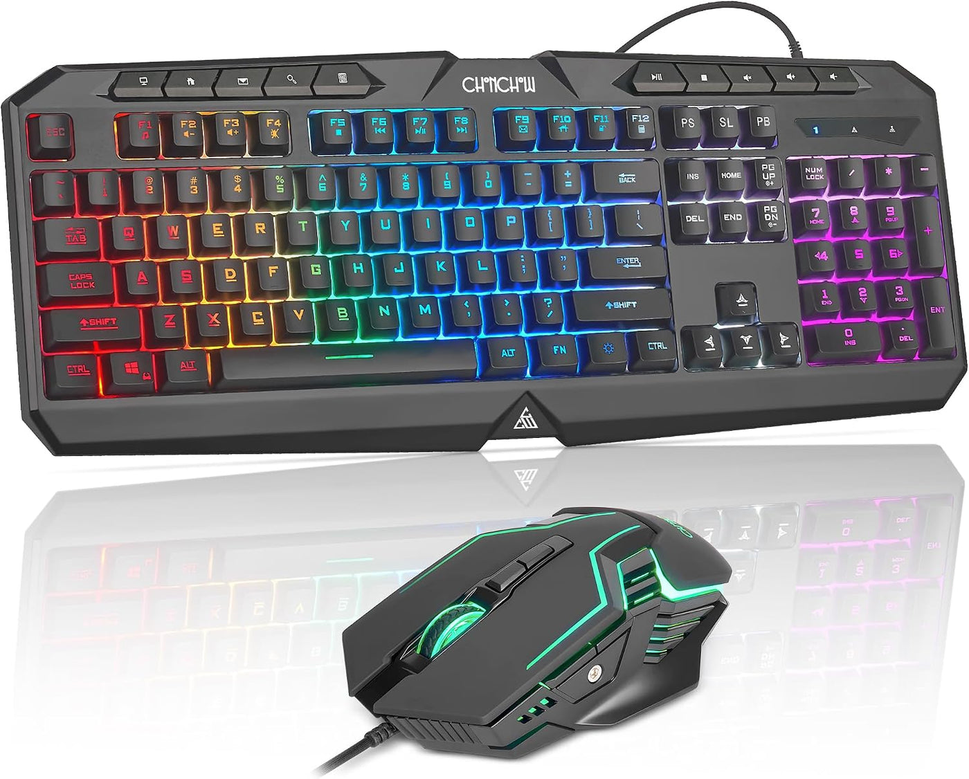 Combo de teclado y mouse para juegos de PC con cable con retroilumi...