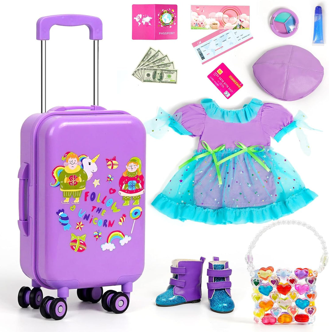 WONDOLL Ropa y accesorios para muñecas de 18 pulgadas, equipaje de...