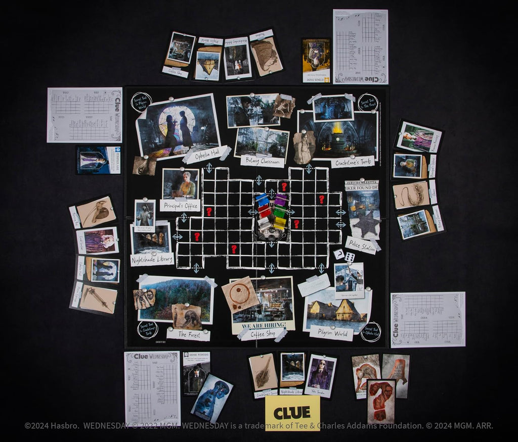 CLUE: Miércoles | Juego de mesa clásico inspirado en la serie original de Netflix | Resuelve el misterio en la Academia Nevermore con amigos y familiares | Mercancía con licencia oficial | 2-6 jugadores | A partir de 8 años